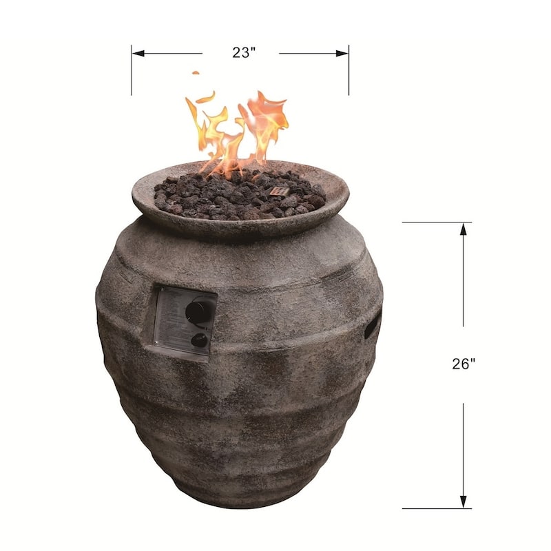 Modeno Pompeii 40,000 BTU Concrete Propane Column Fire Pit with Lava Rocks & Cover