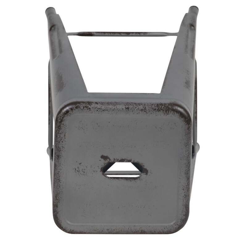 24" High Backless Distressed Metal Indoor-Outdoor Counter Height Stool