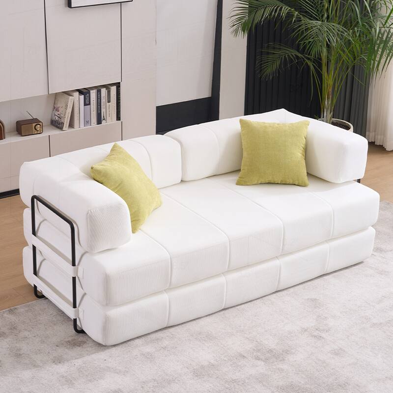Versatile Convertible Sofa Bed with Plush Pillows for Any Living Space