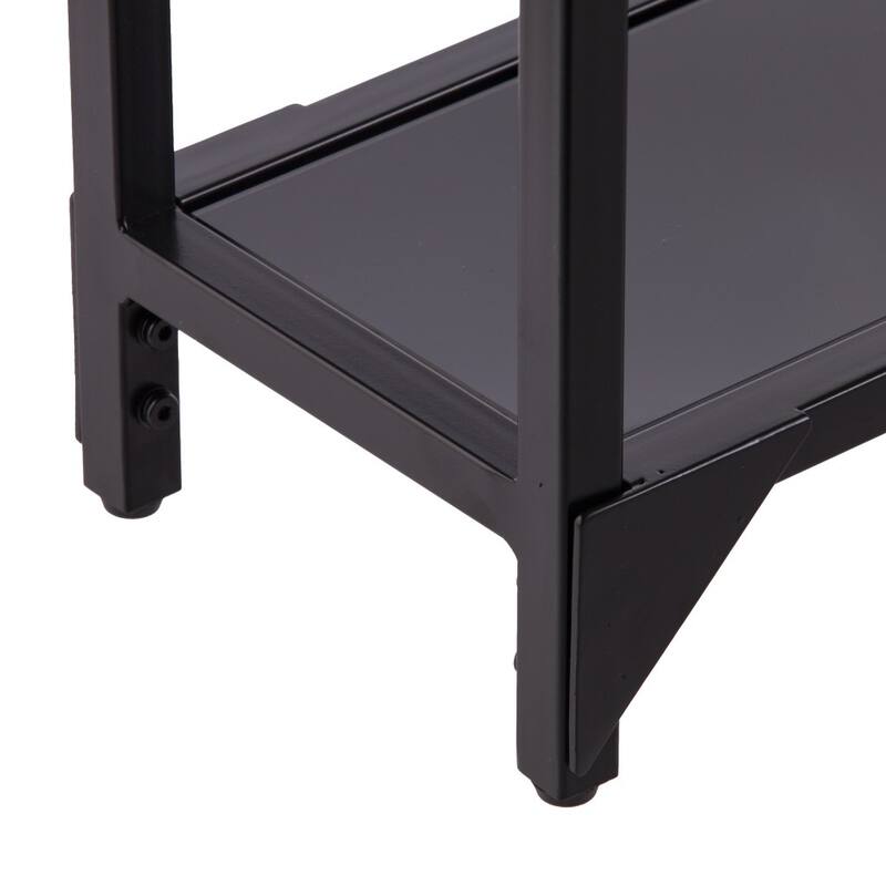 Glass Mirrored Console Table and Metal Frame with Shelf - 56” L x 8” W x 29” H