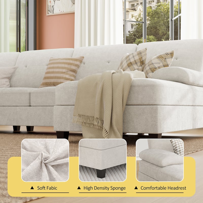 106'' Sectional Sofa with Thick Cushions for Living Room