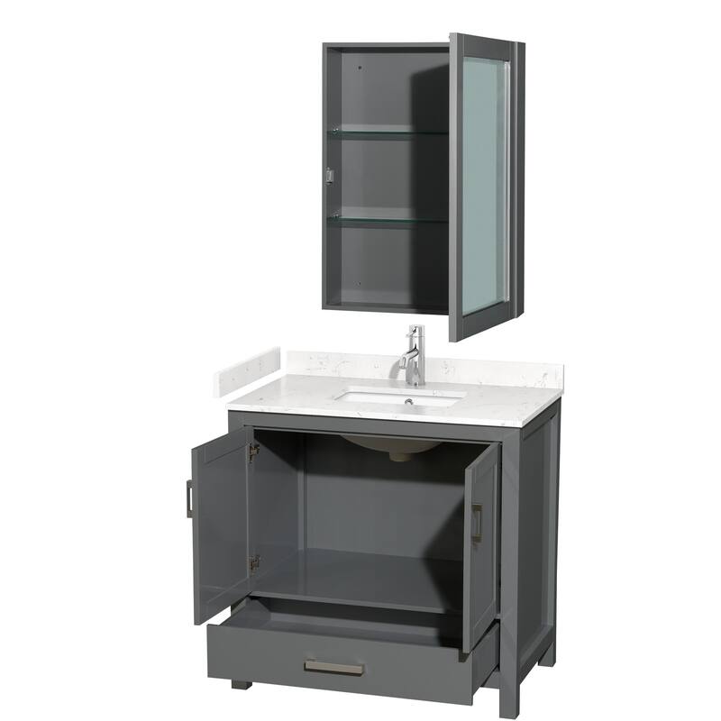 Wyndham Collection Sheffield 36" Single Bathroom Vanity, Carrara