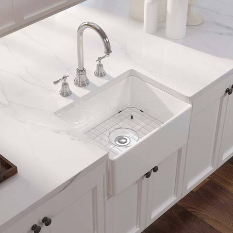 Eridanus Denbigh Farmhouse Apron 20" x 15" Crisp White Prep Sink