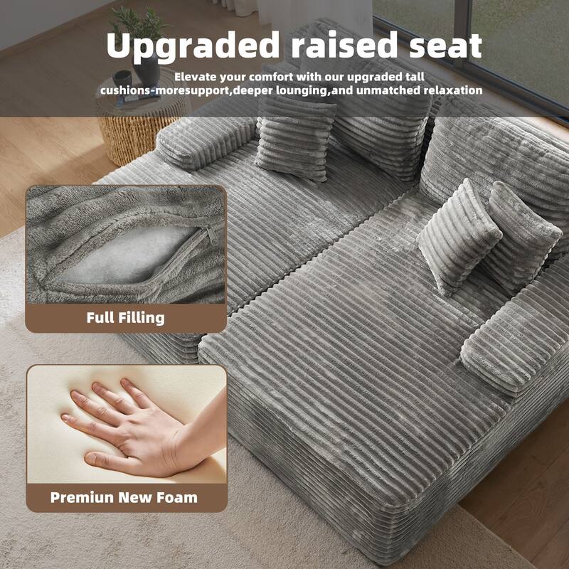 2 - Piece Upholstered Sectional Couch Sleeper Sofa L-Shape Chaise with Pillow