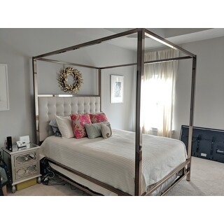 Shop Solivita Champagne Gold Queen-size Metal Canopy Bed ...