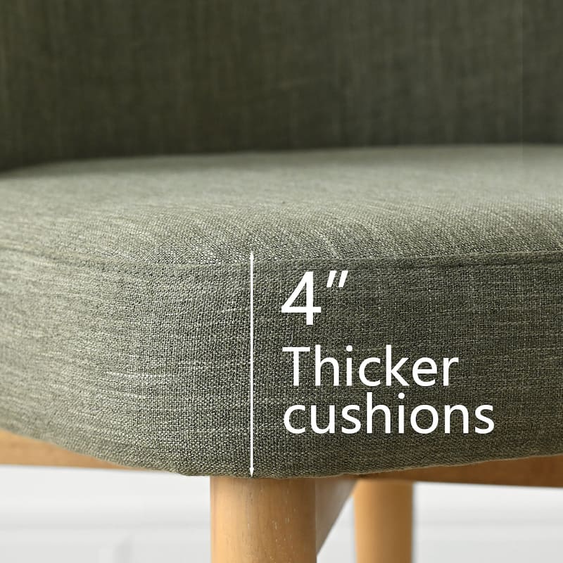 Linen Upholstered Dining Chairs With Solid Wood Legs (Set of 8)