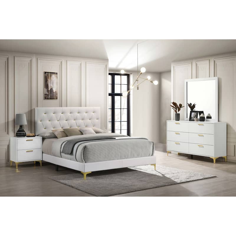 Kendall 4-piece Upholstered Panel Bedroom Set - White - Eastern King