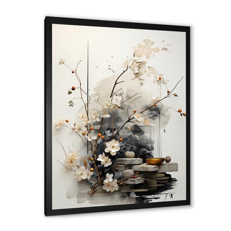 Designart "Asian Art Classics Sumi III" Asian Art Framed Wall Art Living Room