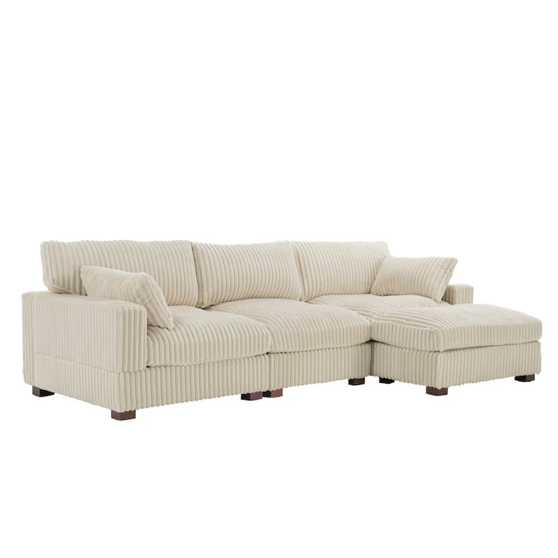 Oversized Plush Modular Sectional Sofa Couch with Ottoman