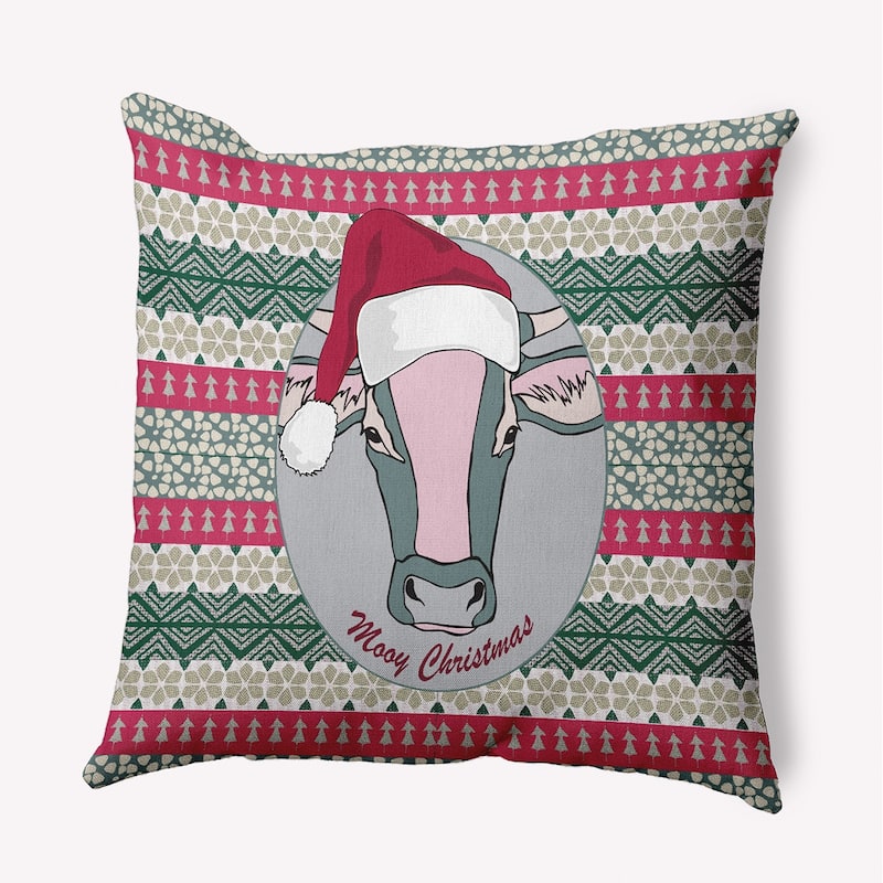Mooy Christmas Indoor/Outdoor Throw Pillow - 18" x 18" - Cloud Grey