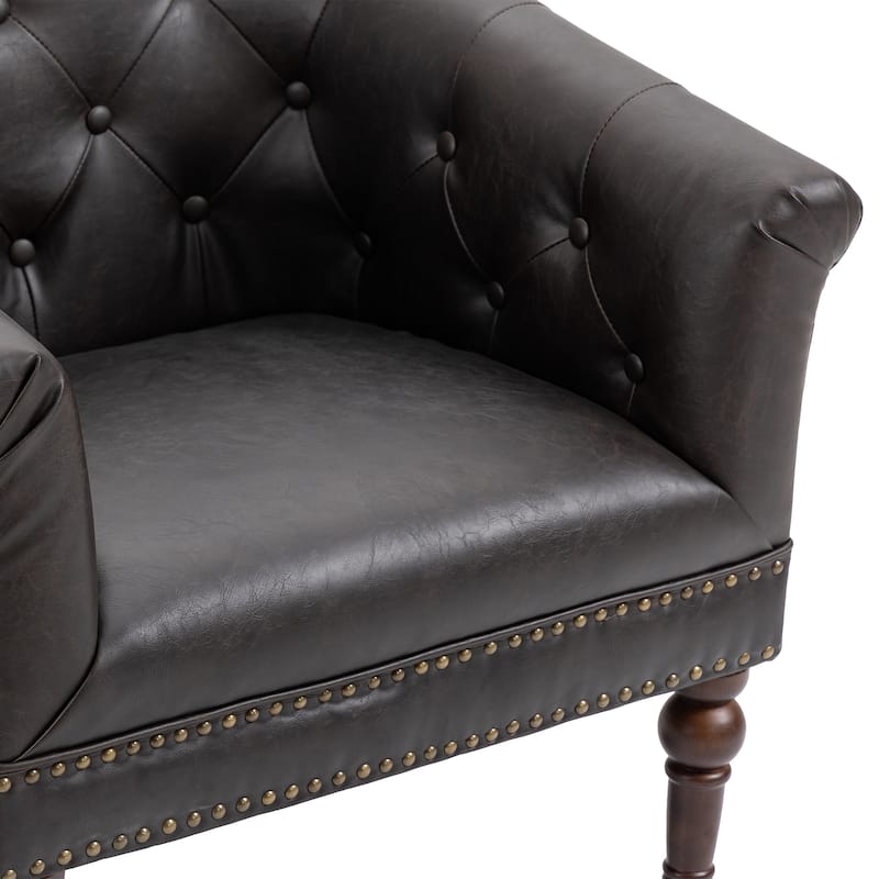 Alina Modern Tufted Tub Barrel Faux Leather Accent Chair