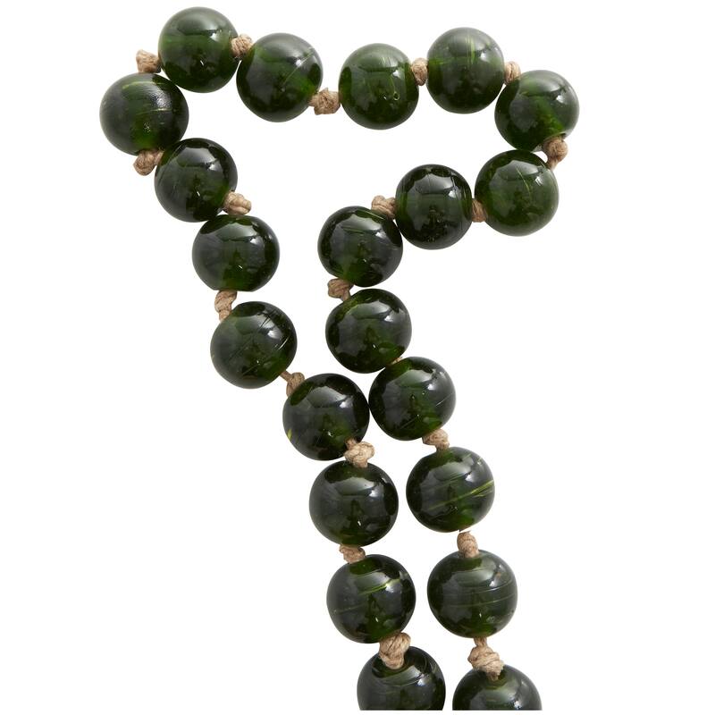 Glass Handmade Round Frosted Beaded Garland with Tassel with Knotted Brown Jute