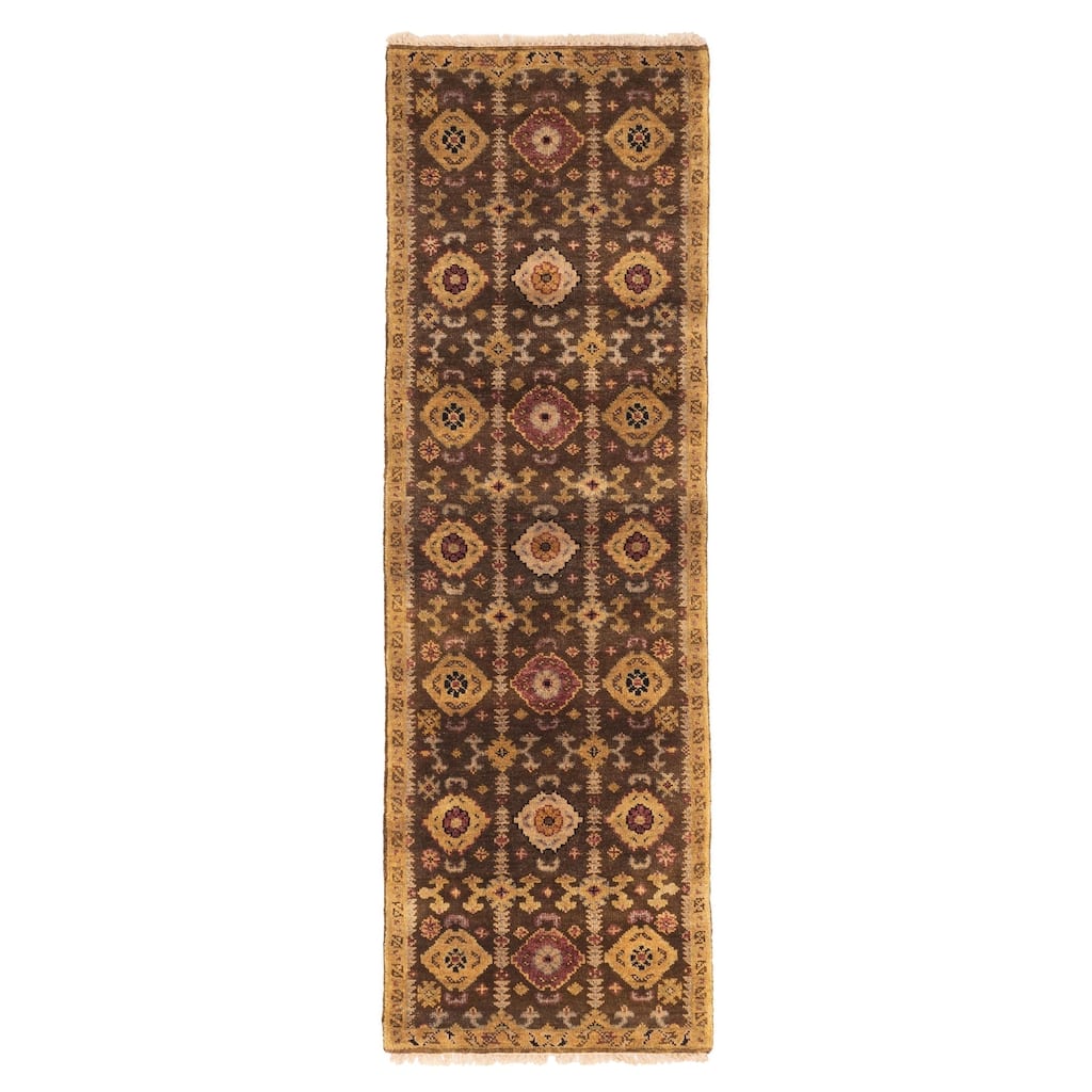 ECARPETGALLERY Hand-knotted Finest Agra Jaipur Dark Brown Wool Rug - 2'6 x 8'0