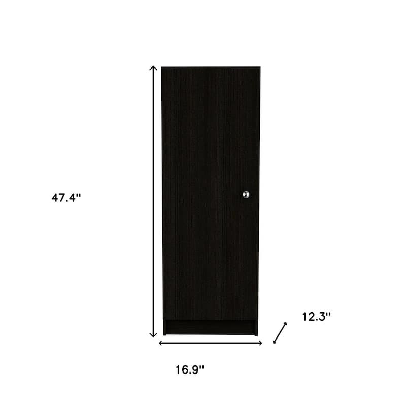 HomeRoots 47" Black Wood Pantry Or Storage Closet - 16.9' X '47.4' X '12.3