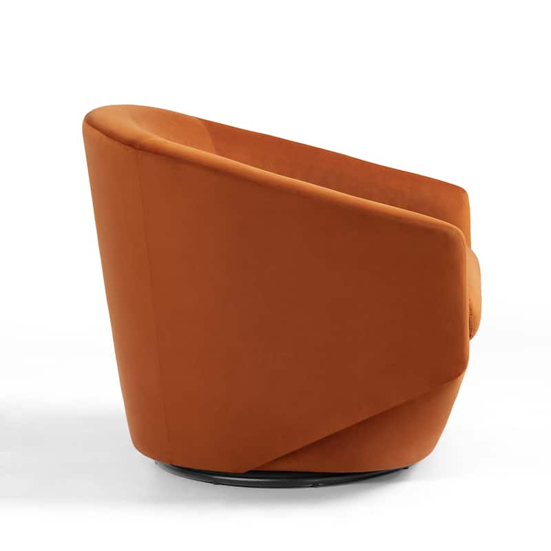 Vegan Leather Upholstered Swivel Barrel Accent Chair