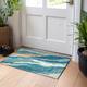 Machine Washable Indoor/ Outdoor Abstract Contemporary Chantille Rug - Teal - 1'8" x 2'6"