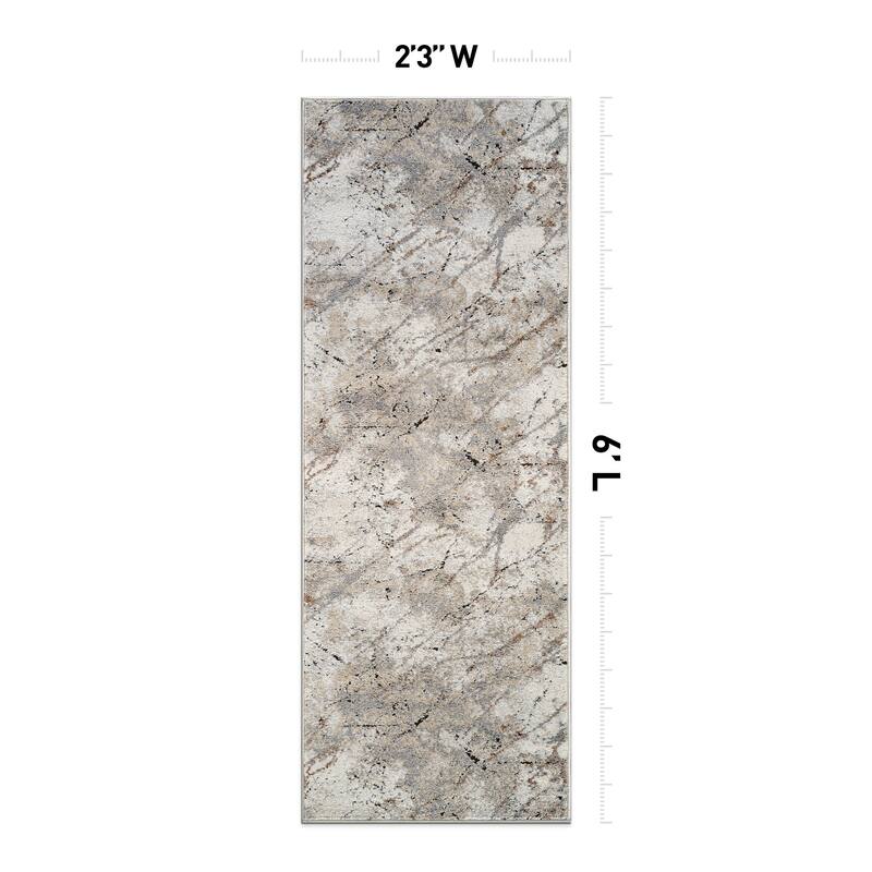 Marble Flow Area Rug - Rug for Living Room, Bedroom - Easy to Clean, Durable Polypropylene/Polyester with Jute Backing