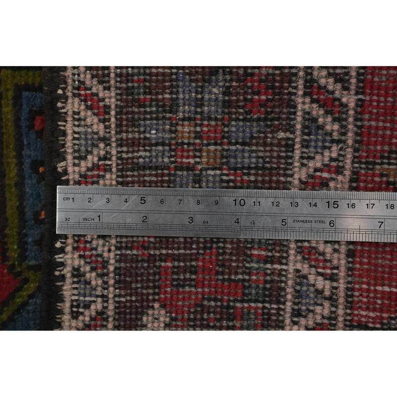 Hand Knotted Oriental 100% Wool Carpet Traditional Geometric Red Heriz Runner Rug - 10' 9'' X 3' 2''