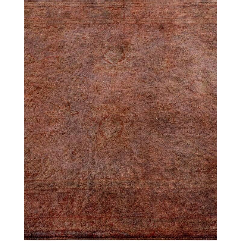 Overton Hand Knotted Wool Vintage Inspired Modern Contemporary Overdyed Brown Runner Rug - 2' 8" x 10' 9"