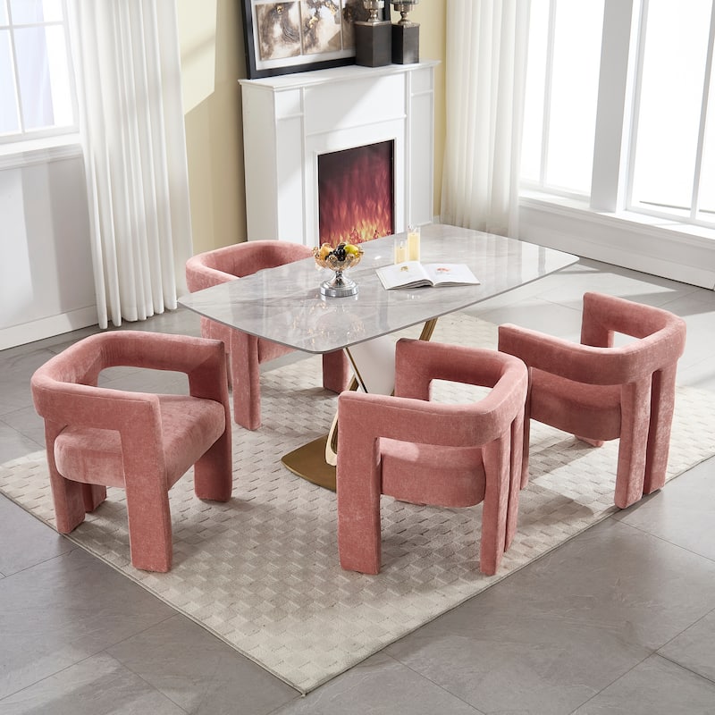 Pink Barrel Chair Side Chair Accent Chair Set of 2, Modern Reading Chair Beige Reception Chair Kitchen Chair