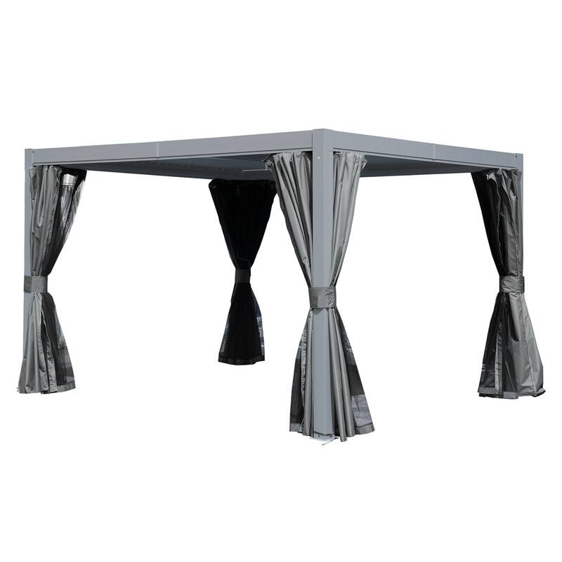 Domi Louvered Pergola 10' x 10', Aluminum Outdoor Pergola with Adjustable Louvers, Full Aluminum Frame, Built-in Gutter System