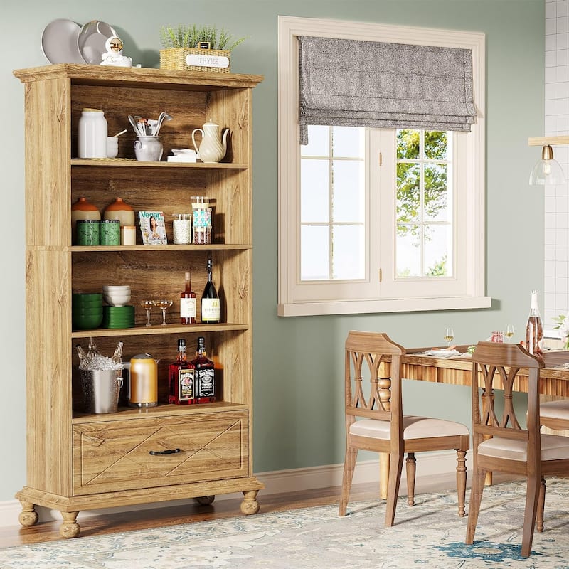 6-Shelf Bookcase Bookshelf with Drawer 71 Book Shelf for Living Room