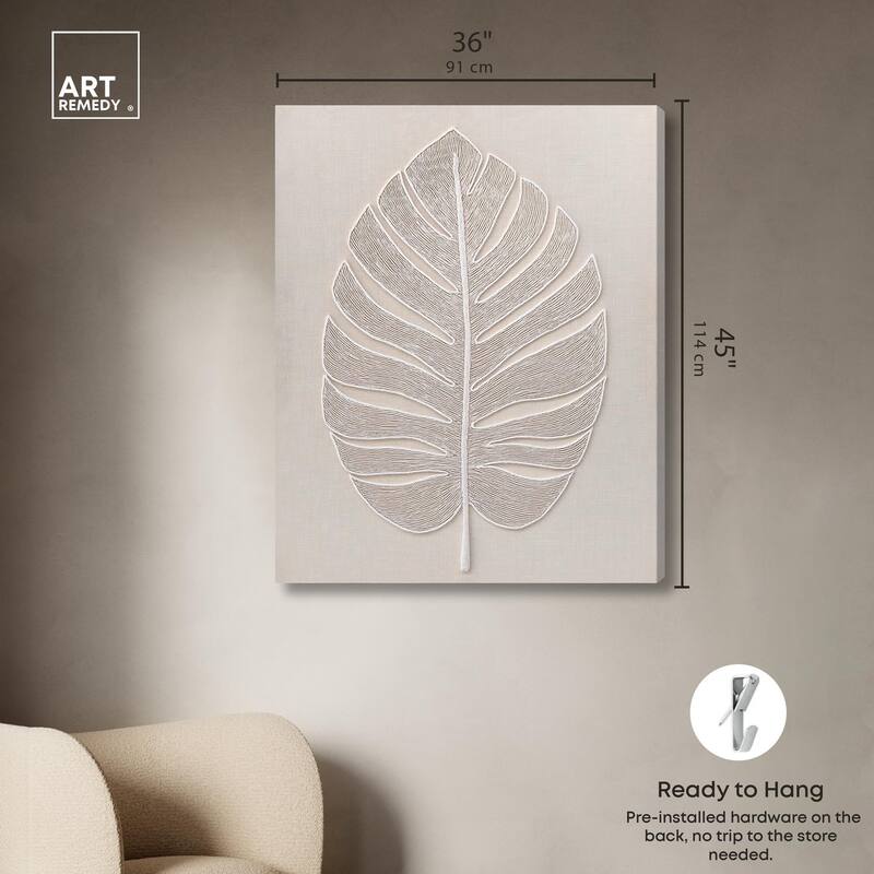 Linen Leaf I Canvas by Art Remedy, Gallery Wrapped