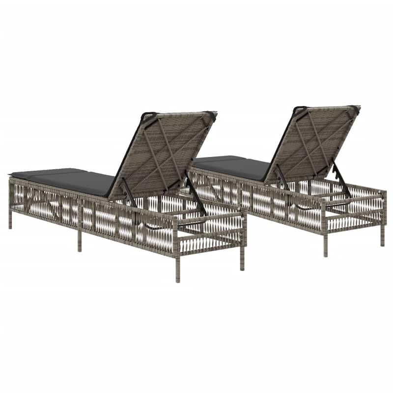 vidaXL Sun Lounger Grey PE rattan Standard Adjustable Armrests Lounger - 21.7 x 77.9 x 37.8