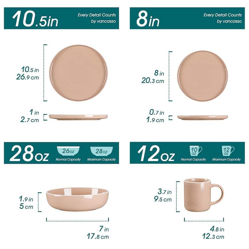 vancasso Sesam 16-Piece Speckled Dinnerware Set, Service for 4