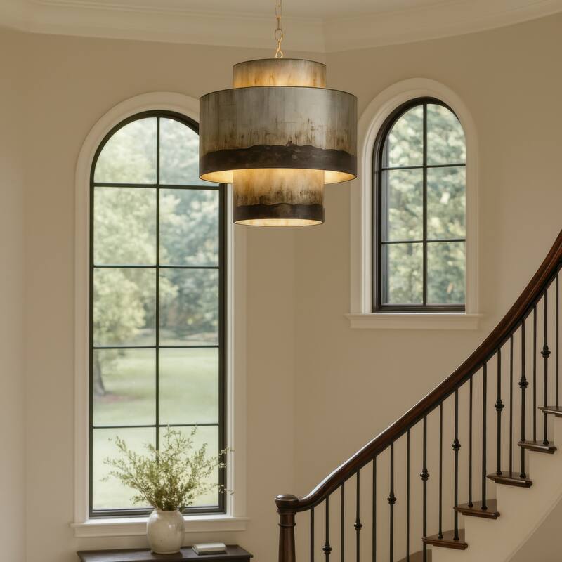 Varaluz Cannery 4-Light Tall Pendant - Ombre Galvanized