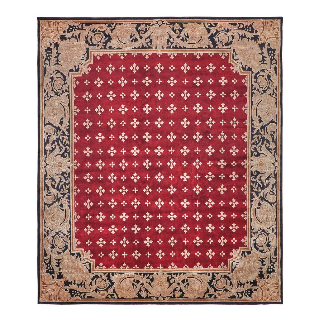 EXQUISITE RUGS ONE-OF-A-KIND Tibetan Weave Hand Knotted Red Rug - 9'1"x10'