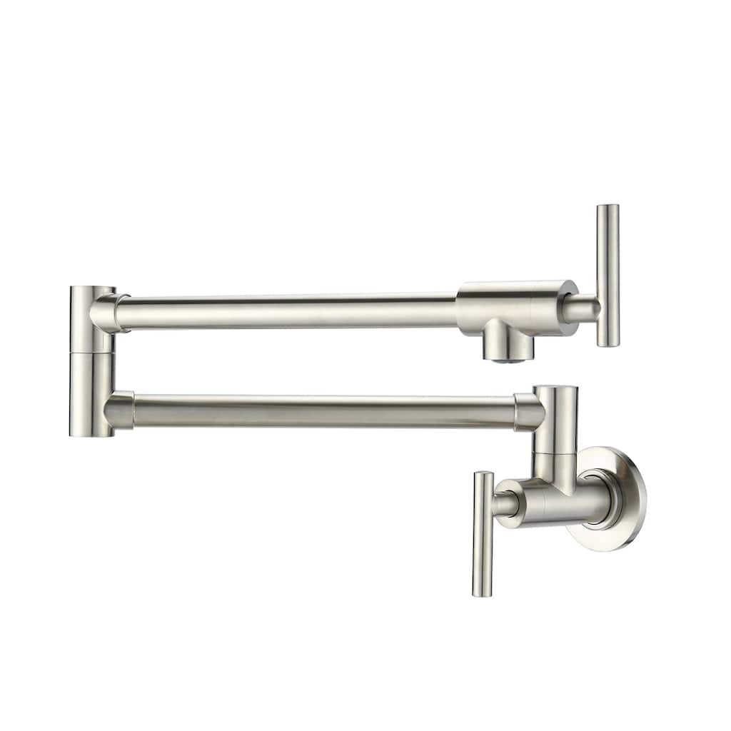 Pot Filler Faucet Wall Mount Folding Kitchen Sink Faucet Double Joint Swing Arm Articulating Commercial Double Handle Taps