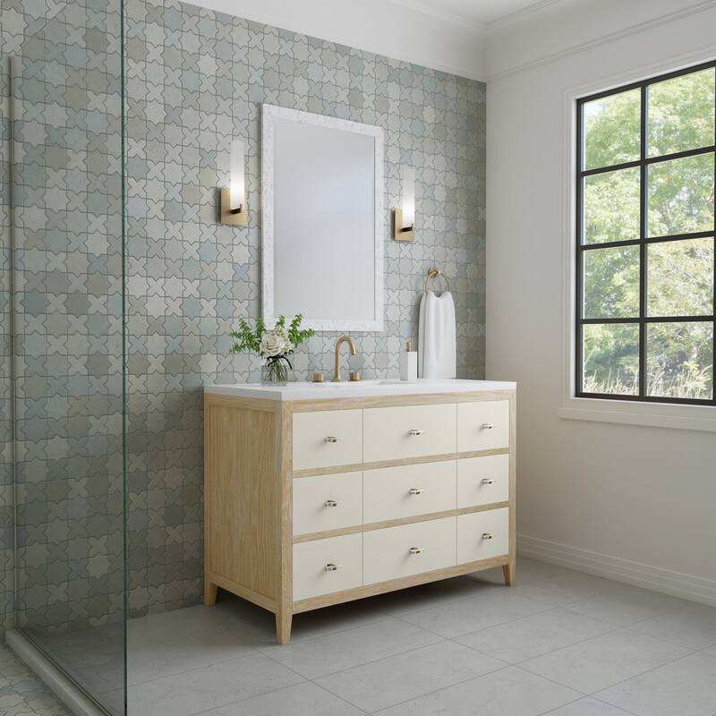 James Martin Vanities Celeste 48" Single Vanity, Sunwashed Oak with Embossed Shagreen