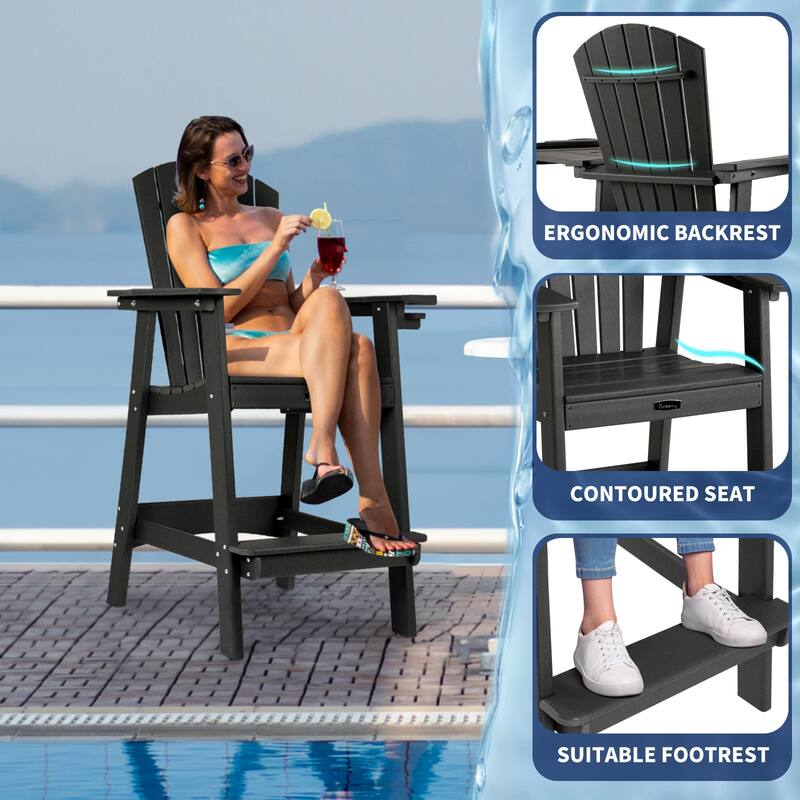 Vrakae Tall Adirondack Bar Stool Chair with Connecting Tray