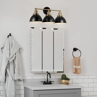 Savannah Farmhouse 3-Light Indoor Bathroom Vanity Light - Matte Black/Gold