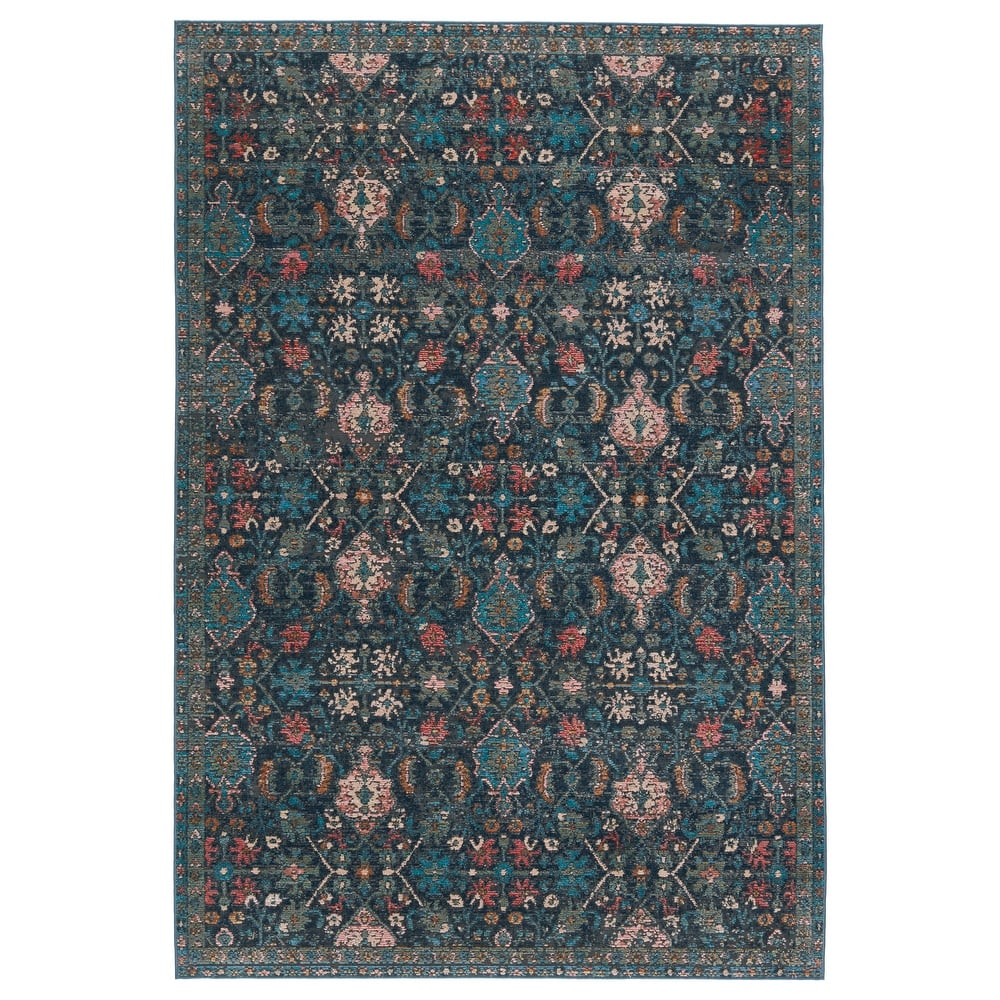 Lisana Indoor/ Outdoor Trellis Dark Blue/ Multicolor Area Rug