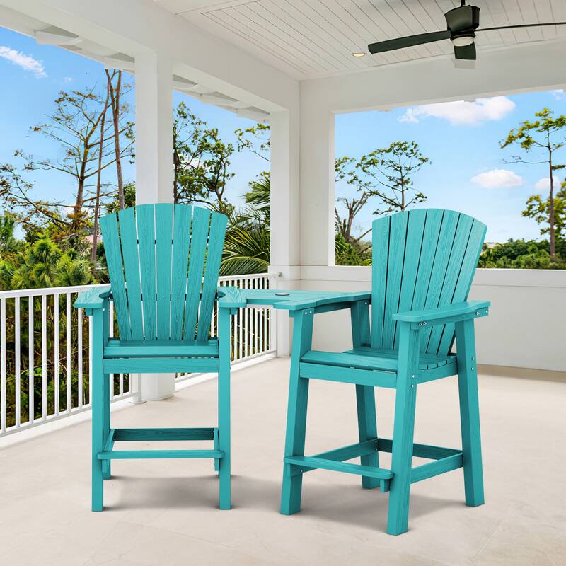 Outdoor Tall Adirondack Chair Set of 2 with Connecting Tray