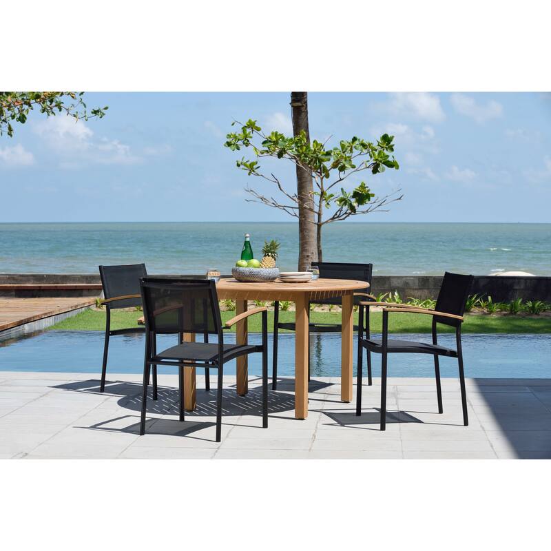 LifestyleGarden 5pc Outdoor Gard Round Dining Set - Brown and Black