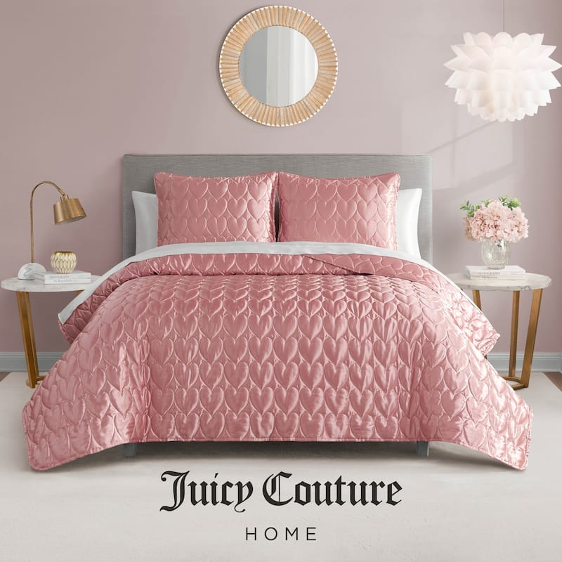 Juicy Couture Satin Heart Stitched Quilt Sets