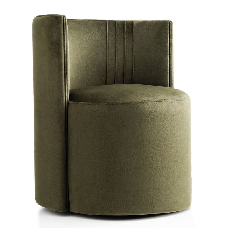 Velvet Swivel Dining Chairs with Rolling Casters, Upholstered Barrel Back Dining ArmChairs