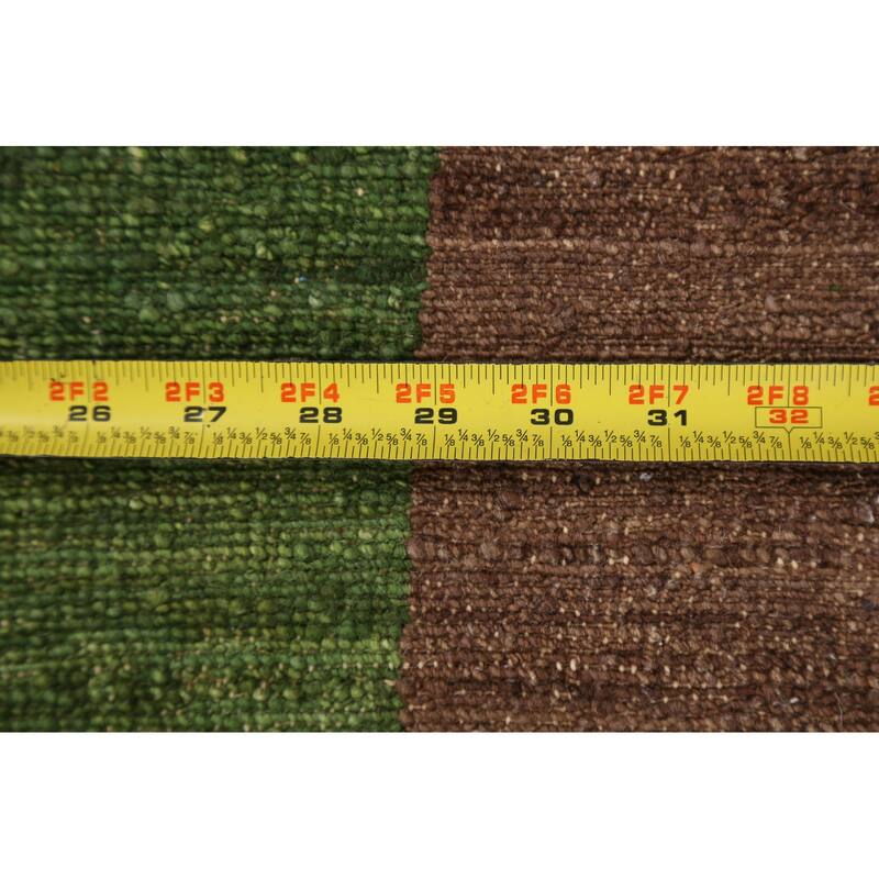 Hand Knotted Oriental 100% Wool Carpet Tribal Contemporary Green Gabbeh (kashkoli) Area Rug - 5' 1'' X 3' 5''