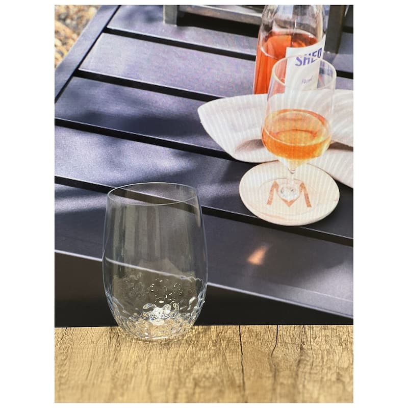 Plastic Wine Glasses Set of 4 (15oz), BPA Free Tritan Hammer Wine Glass Set, Unbreakable
