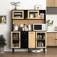 preview thumbnail 1 of 9, 59" H Buffet Sideboard Cabinet with Storage Door & Power Outlet, Farmhouse Coffee Bar Cabinet with Wine Rack Black