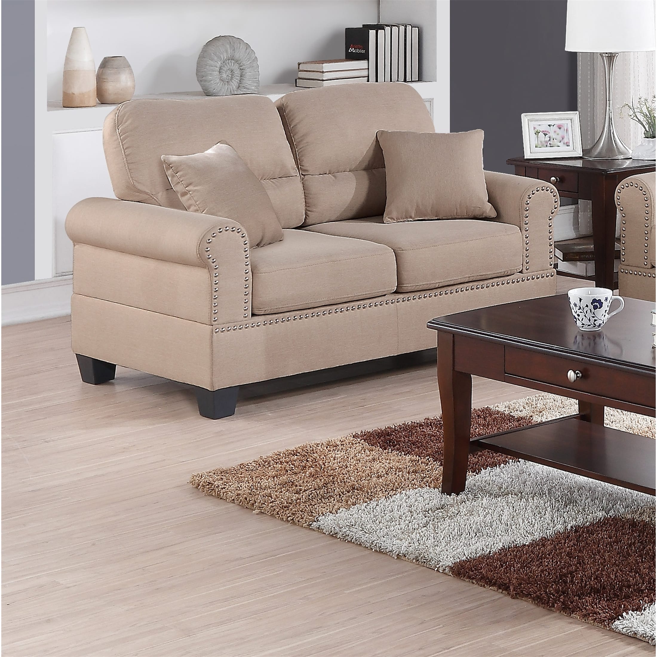 Loveseat with Removable Back and Seat Cushions Teddy Fabric Sofa Couch with  2 Pillows for Living Room Office Apartment - On Sale - Bed Bath & Beyond -  38930148