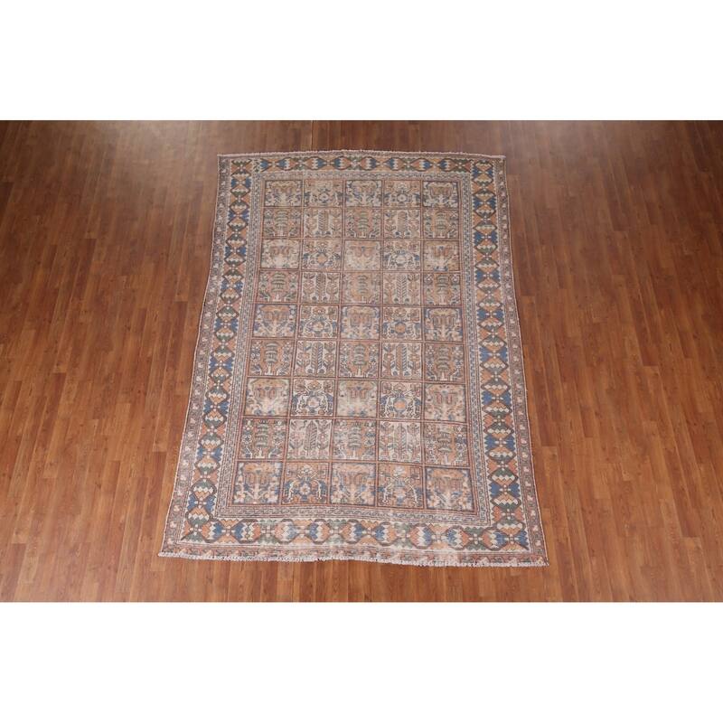 Bakhtiari Persian Vintage Area Rug Handmade Orange Wool Carpet - 6'5"x 9'4"