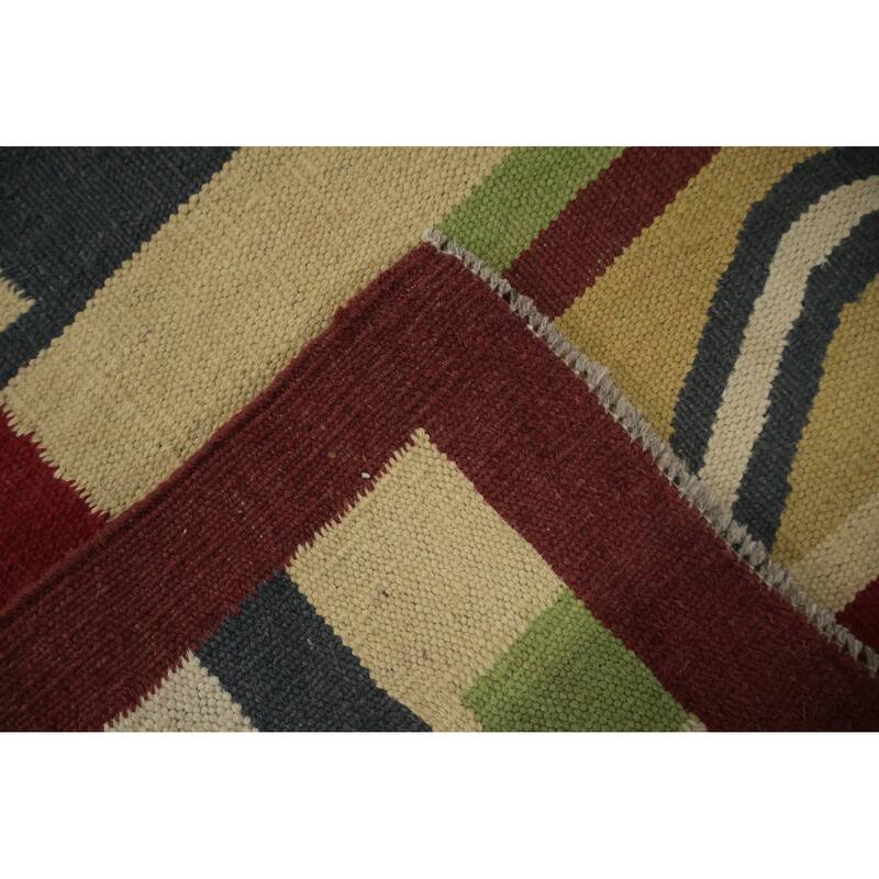 Hand Woven Oriental 100% Wool Carpet Southwestern Tribal Multi-Colored Kilim Area Rug - 8' 3'' X 8' 3''