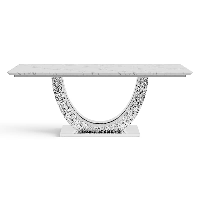 Furniture of America Thaddeus Modern U-shaped 79-inch Dining Table with Stone Top