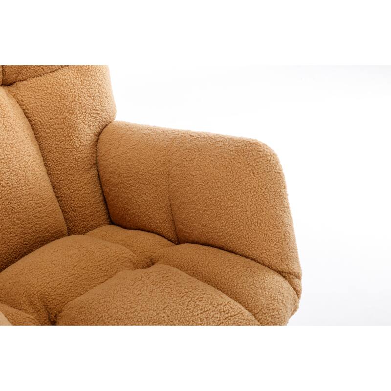 Mid Century Modern Teddy fabric Tufted Upholstered Rocking Chair Padded Seat for Living Room Bedroom