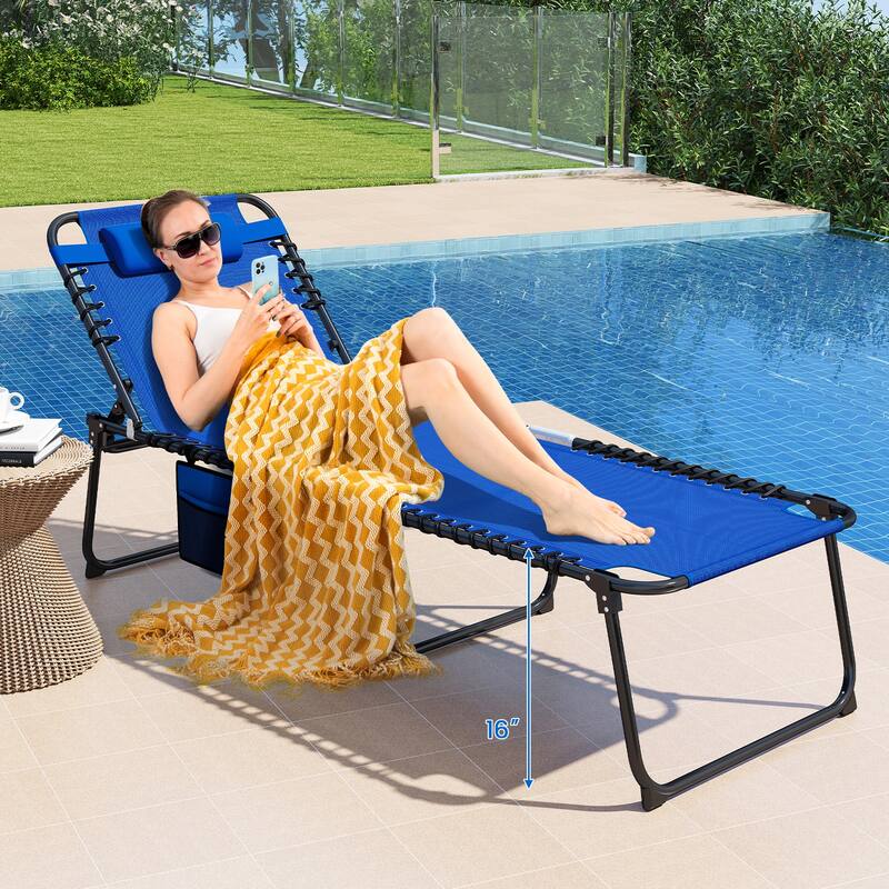 Gymax Oversize Folding Chaise Lounge w/ Adjustable Backrest Detachable