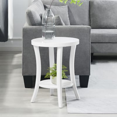 Round End Table with Shelf Elegant Veneer Finish with Thick Apron and Bottom Storage for Modern Living Spaces - 18